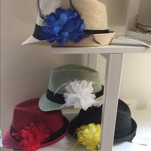 New woman fedora hat with removable flower clip